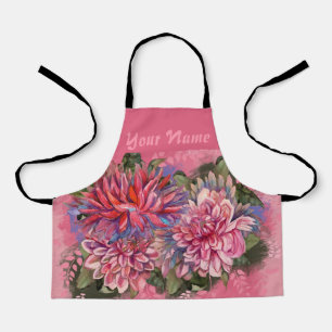 Dahlias bloemen roze waterverf schort