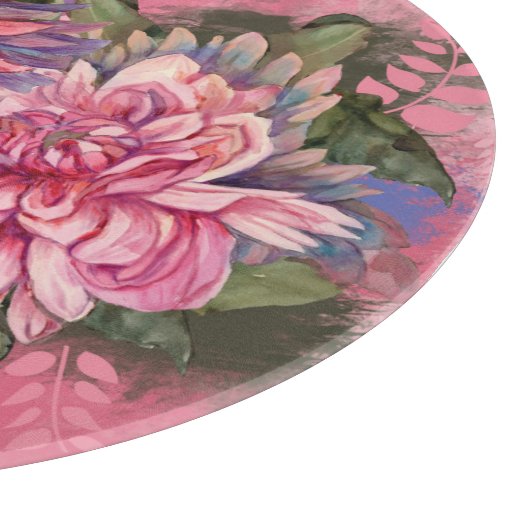 Dahlias bloemen roze waterverf Snijraad Snijplank (Hoek)