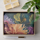 Dahlia's en iriserende blauwe groene vlinder tissuepapier (Geschenk)