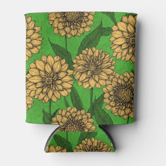 Dahlias in geel en groen blikjeskoeler (Voorkant)