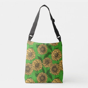 Dahlias in geel en groen crossbody tas