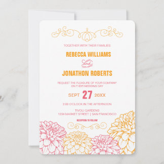 Dahlias Wedding Invitation Kaart