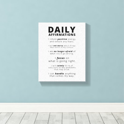 Daily Affirmations Positive Wall Art Canvas Afdruk (Insitu (Houten vloer))