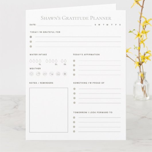 Daily Gratitude Planner downloaden Kaart (Gele Bloem)
