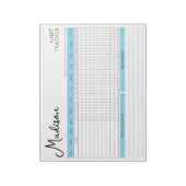 Daily Habit Tracker Motivatie Blue Script Naam Notitieblok (Gedraaid)