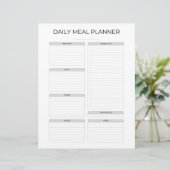 Daily Meal Planner | Simple Minimalistic Clean Briefhoofd (Staand voorkant)