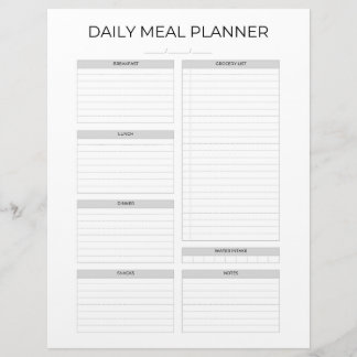 Daily Meal Planner | Simple Minimalistic Clean Briefhoofd