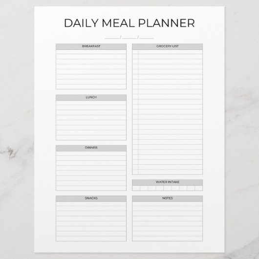 Daily Meal Planner | Simple Minimalistic Clean Briefhoofd (Voorkant)