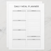 Daily Meal Planner | Simple Minimalistic Clean Briefhoofd (Voorkant / Achterkant)