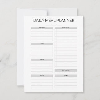 Daily Meal Planner | Simple Minimalistic Clean Kaart