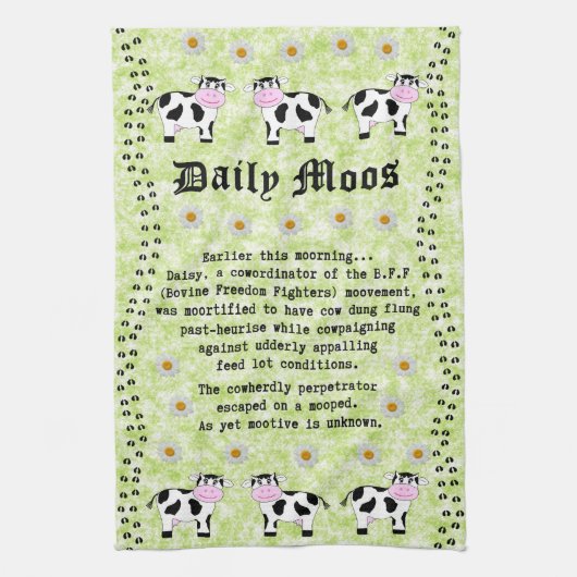 Daily Moos Pun Tea Towel Theedoek (Verticaal)