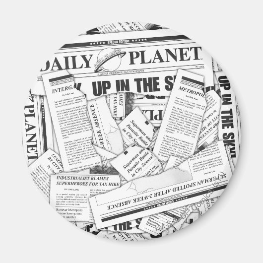 Daily Planet Pattern - White Magneet (Voorkant)