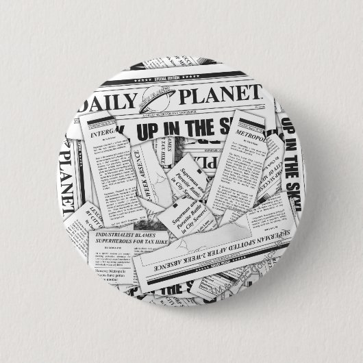 Daily Planet Pattern - White Ronde Button 5,7 Cm (Voorkant)