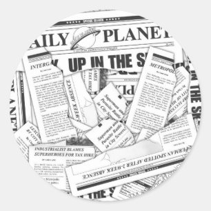 Daily Planet Pattern - White Ronde Sticker