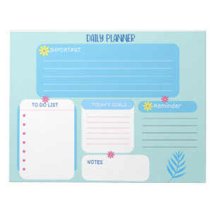 Daily Planner Blue Floral-laptops Notitieblok