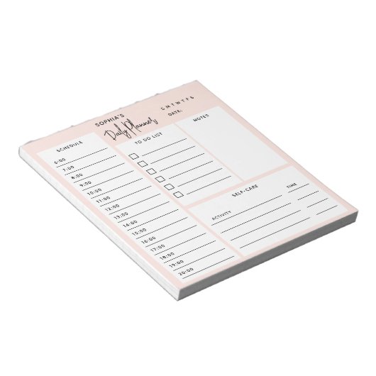 Daily Planner Chic Script Blush Pink Notitieblok (Schuin)