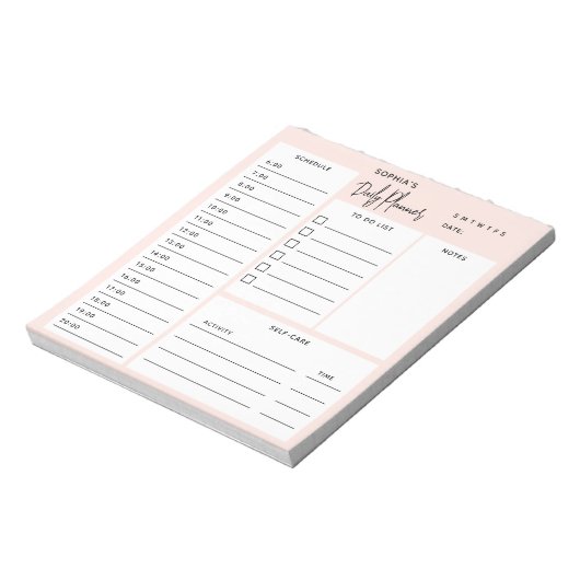 Daily Planner Chic Script Blush Pink Notitieblok (Gedraaid)