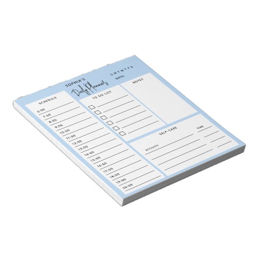 Daily Planner Chic Script Light Blue Notitieblok (Schuin)