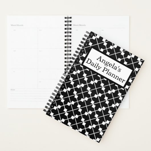 "Daily Planner" Diagonal Abstract Zwart-wit Planner (Display)