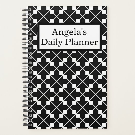 "Daily Planner" Diagonal Abstract Zwart-wit Planner (Voorkant)
