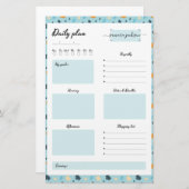 Daily Planner gepersonaliseerd schattig elegant - Briefpapier (Voorkant / Achterkant)