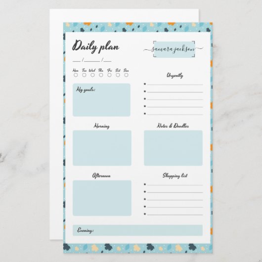 Daily Planner gepersonaliseerd schattig elegant - Briefpapier (Voorkant / Achterkant)
