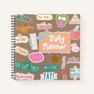  Daily Planner met stickers, aanpasbaar. Notitieboek