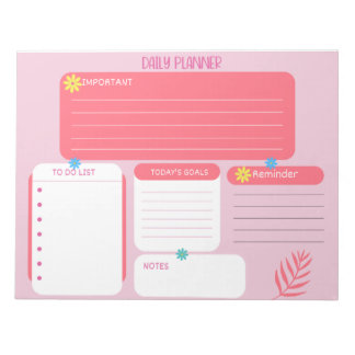 Daily Planner Pink Floral-laptops Notitieblok