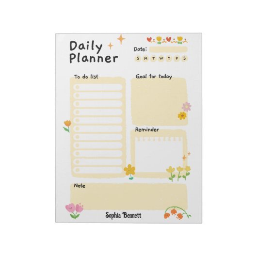 Daily Planner Schedule Reminders Floral Notitieblok (Gedraaid)