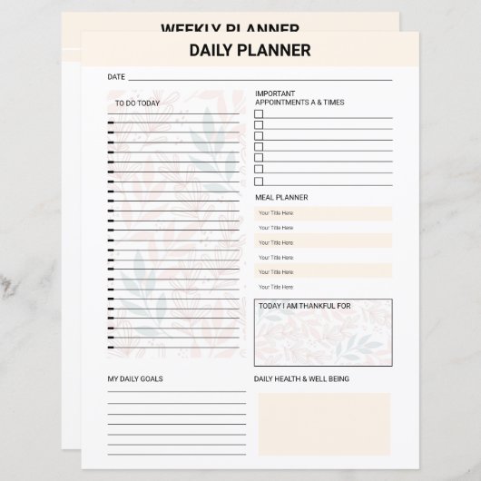 Daily Planner Template (Voorkant / Achterkant)