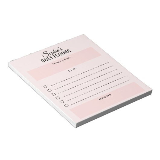 Daily Planner voor Script Blush Pink Notitieblok (Schuin)