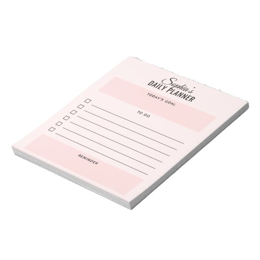 Daily Planner voor Script Blush Pink Notitieblok (Gedraaid)