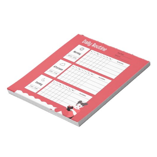 Daily Routine Chart Morning Afternoon Evening Notitieblok (Gedraaid)