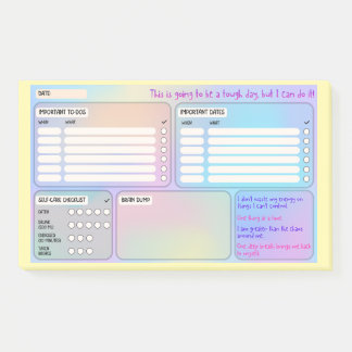 Daily Schedule for Focus & Self-Care Post-Its Post-it® Notes