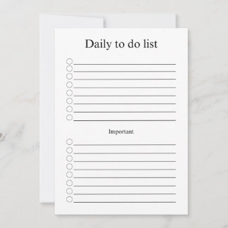 Daily to do list notitiekaartje