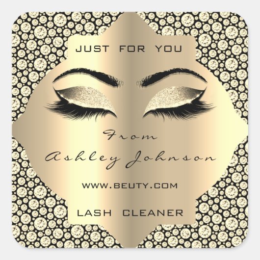 Daimond Sepia Glitter Gold Lash Cleaner Make-up Vierkante Sticker (Voorkant)