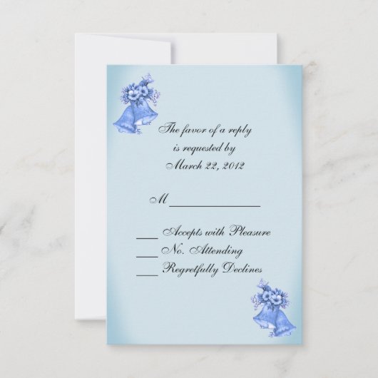 Dainty Blue Wedding Bells RSVP (Voorkant)