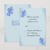 Dainty Blue Wedding Bells RSVP Kaartje (Voorkant / Achterkant)