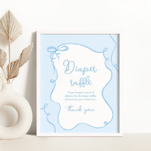Dainty Bow golvende hand getekende blauwe luier lo Poster