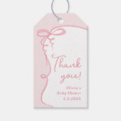 Dainty Bow golvende roze minimale meisje dank u Cadeaulabel (Voorkant)