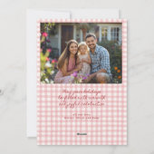 Dainty Bow Lijst Gingham Kerstfoto Feestdagenkaart (Achterkant)