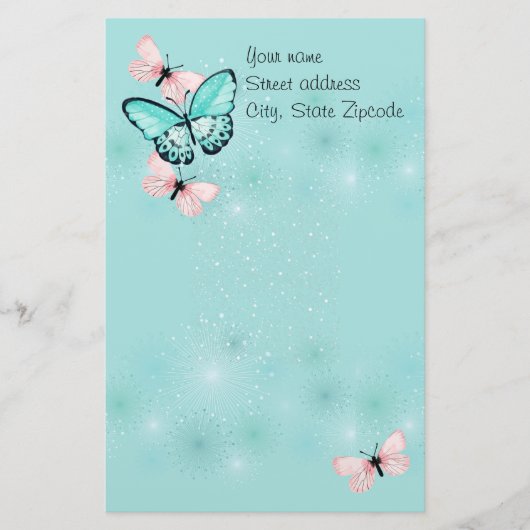 Dainty Butterflies gepersonaliseerd Briefpapier (Voorkant)