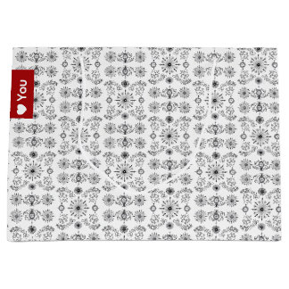 Dainty Charcoal and Crème Motif Groot Cadeauzakje