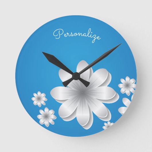 Dainty & Chic White Flowers Ronde Klok (Voorkant)