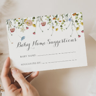 Dainty colorée Wild Baby Name Suggestions Carte