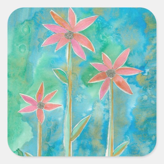 Dainty Daisies III Vierkante Sticker (Voorkant)