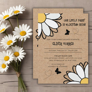 Dainty Daisy Minimalist Craft Baby shower Kaart