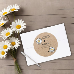Dainty Daisy Minimalist Craft Baby shower Ronde Sticker