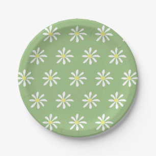 Dainty Daisy Paper Borden (Sage Green & White) Papieren Bordje