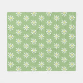 Dainty Daisy Throw Blanket (Sage Green & White) Fleece Deken (Voorkant (Horizontaal))
